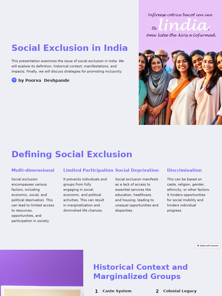 Social Exclusion in India: Key Insights | PDF | Social Exclusion | Poverty