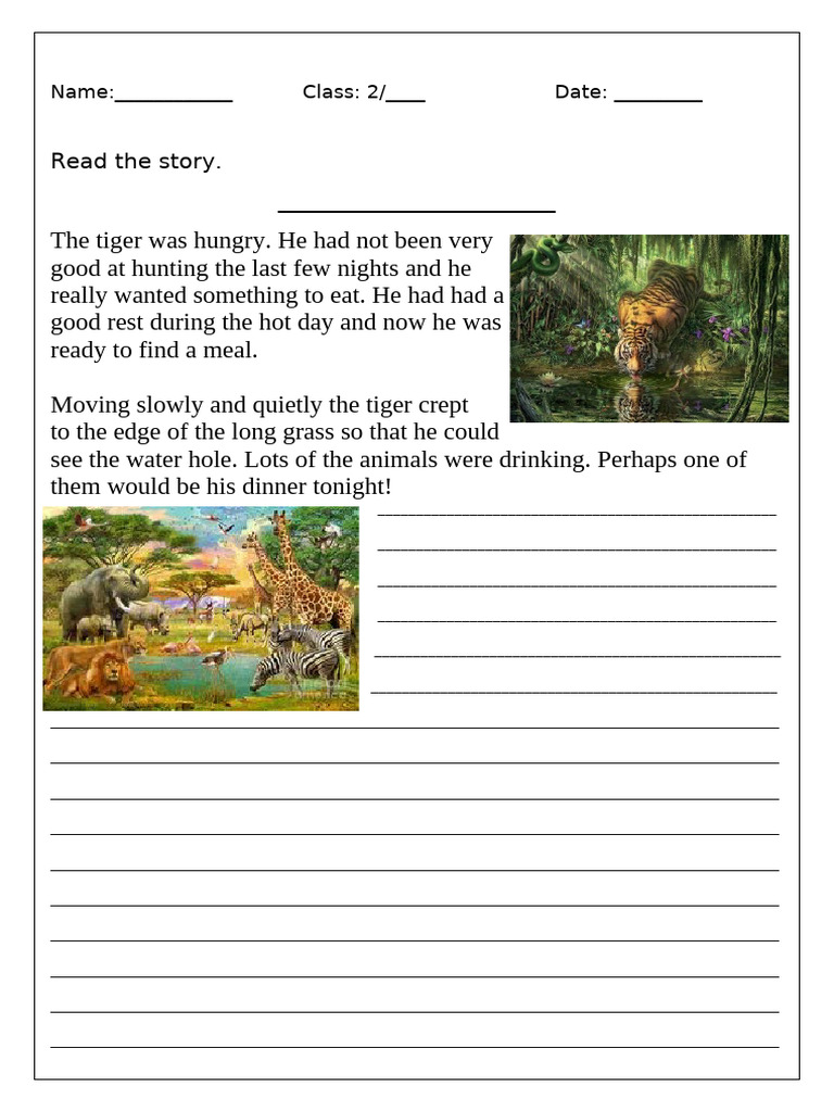 Tiger's Hunt for Dinner Story | PDF | Meal
