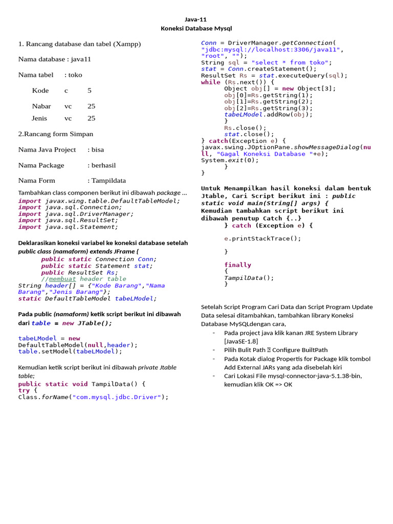 Koneksi Database MySQL di Java 11 | PDF