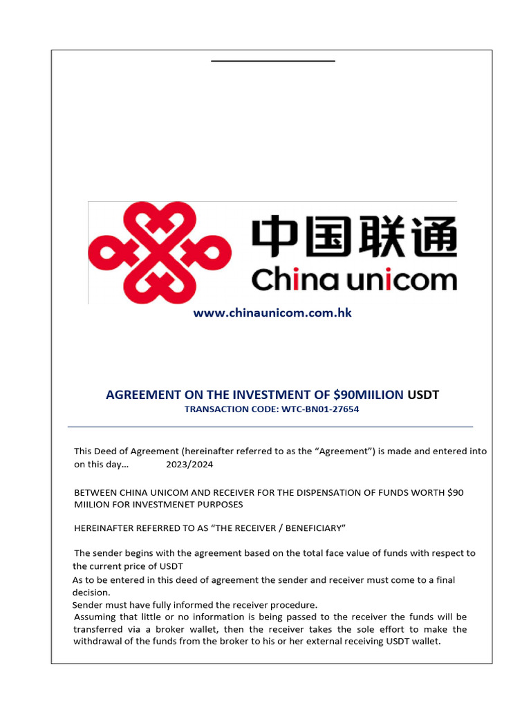 90 Millon China Unicom Investment Project Forv 2023-1 | PDF | Wire ...