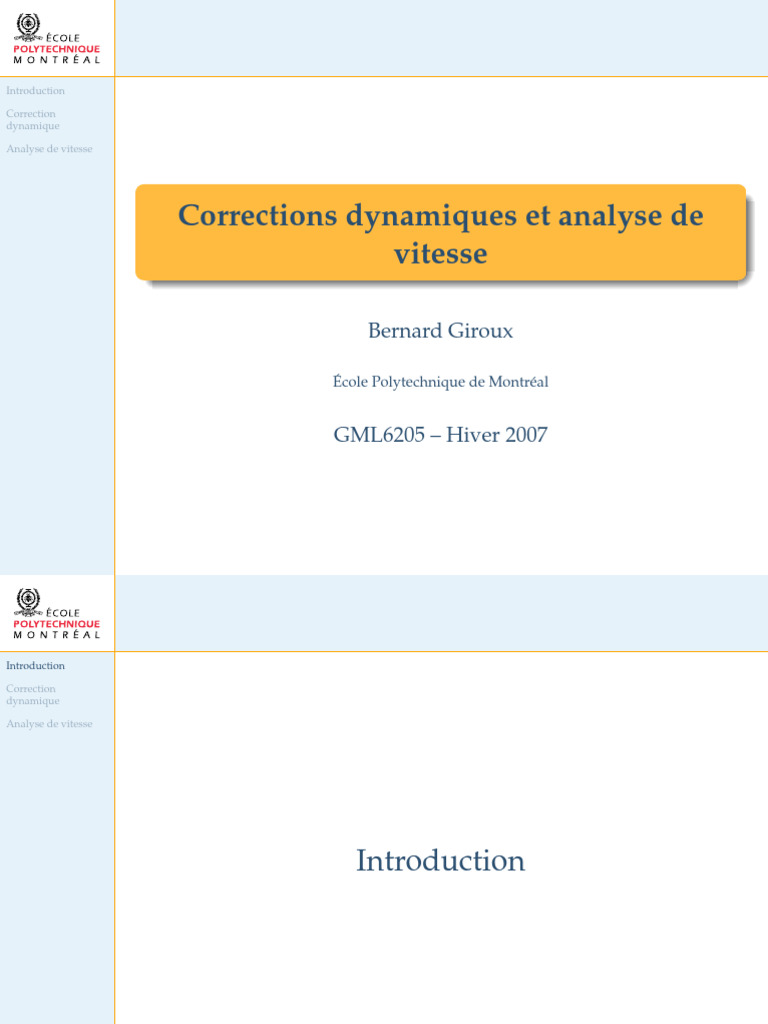 Correction dynamique et analyse de vitesse | PDF | Technologie sonore ...