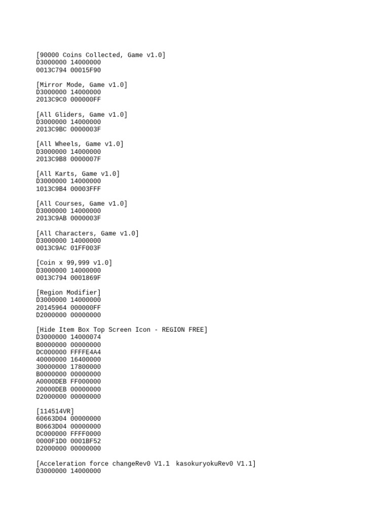 Game v1.0 Cheat Codes and Mods | PDF | Video Game Franchises ...