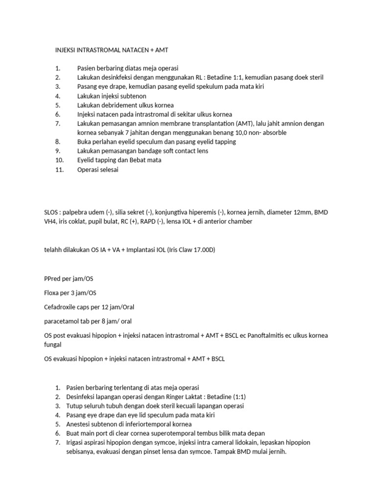 Prosedur Injeksi Natacen dan AMT | PDF