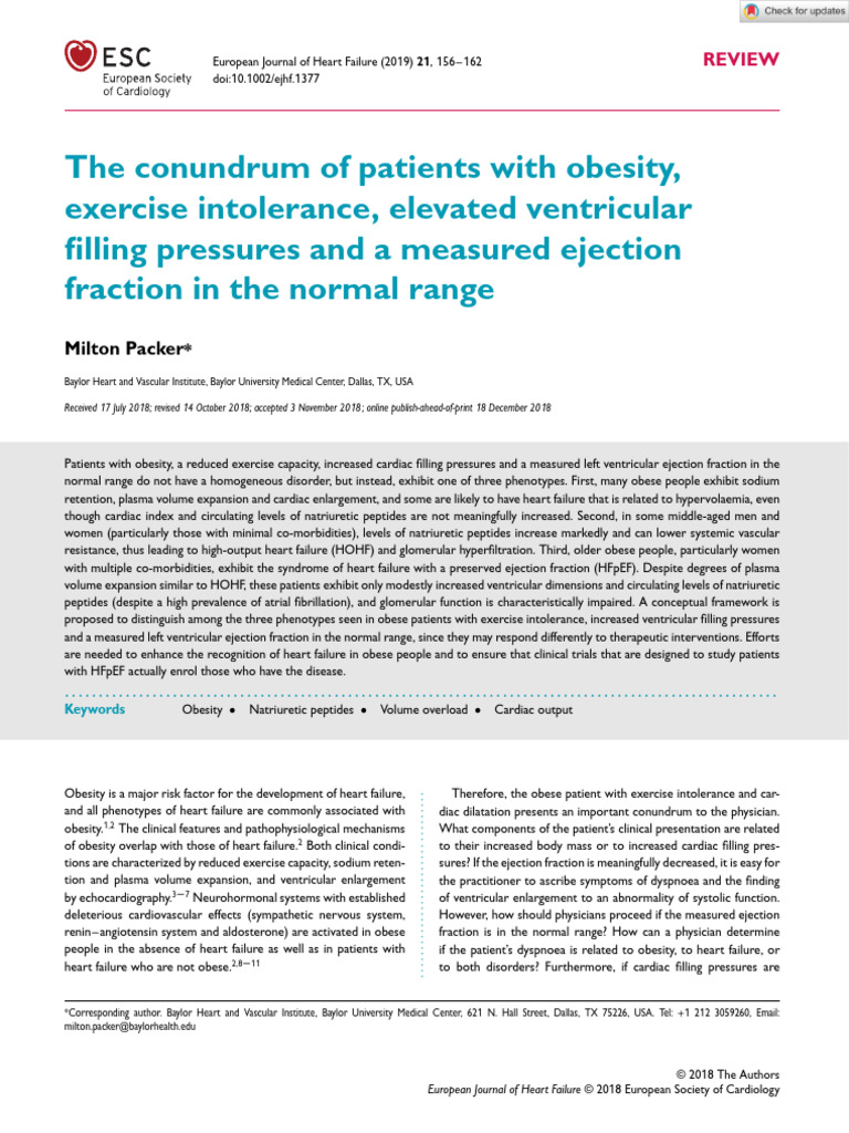 Packer 2019 The Conundrum of Patients With Obes | PDF | Heart Failure ...