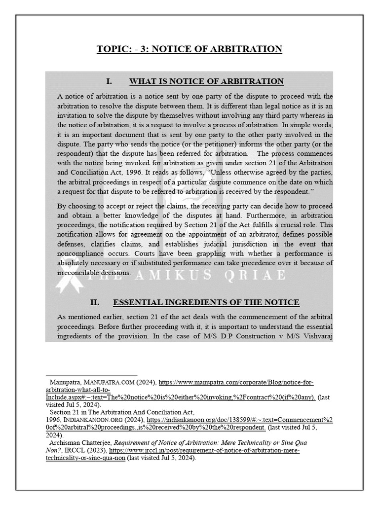 Understanding Notice of Arbitration | PDF | Arbitral Tribunal | Arbitration