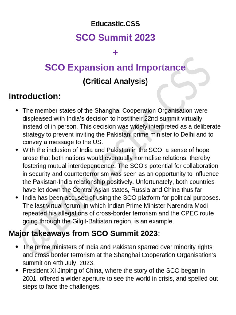 63.2+64.2 SCO+expansion (Critical Analysis) | PDF | International ...