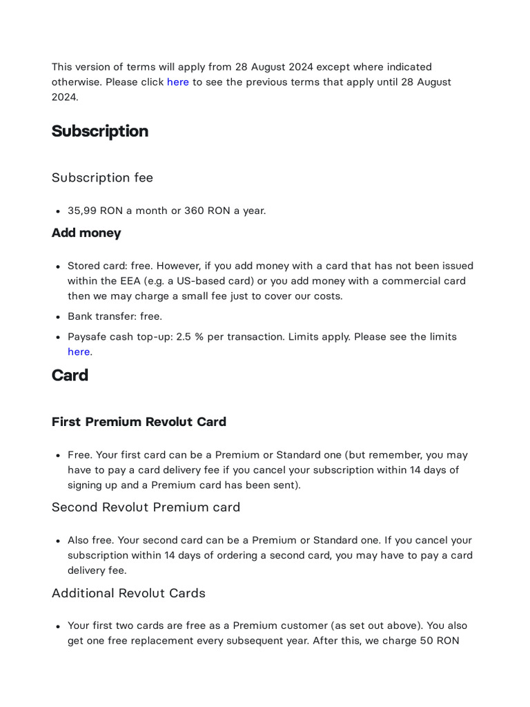 Revolut Premium Plan Fees and Features | PDF | Visa Inc. | Payments