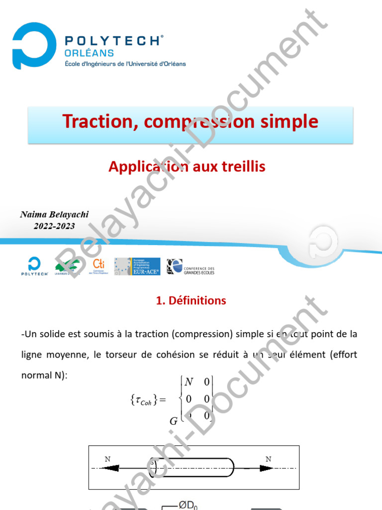 Traction et Compression dans les Treillis | PDF | Élasticité (Physique ...