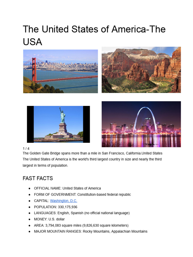 Overview of the United States Geography | PDF | Slavery In The United ...