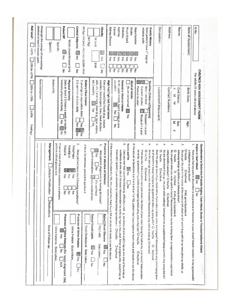CVDNCD Risk Assessment Form | PDF