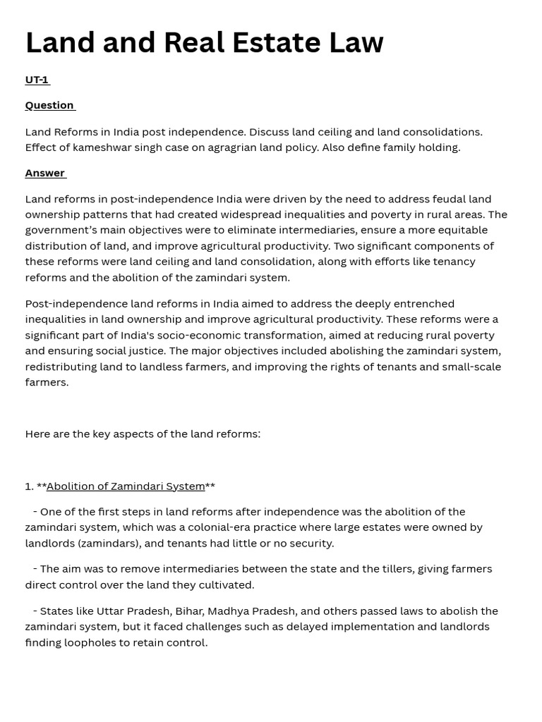 Land Law - 20241009 - 105244 - 0000 | PDF | Leasehold Estate | Common Law
