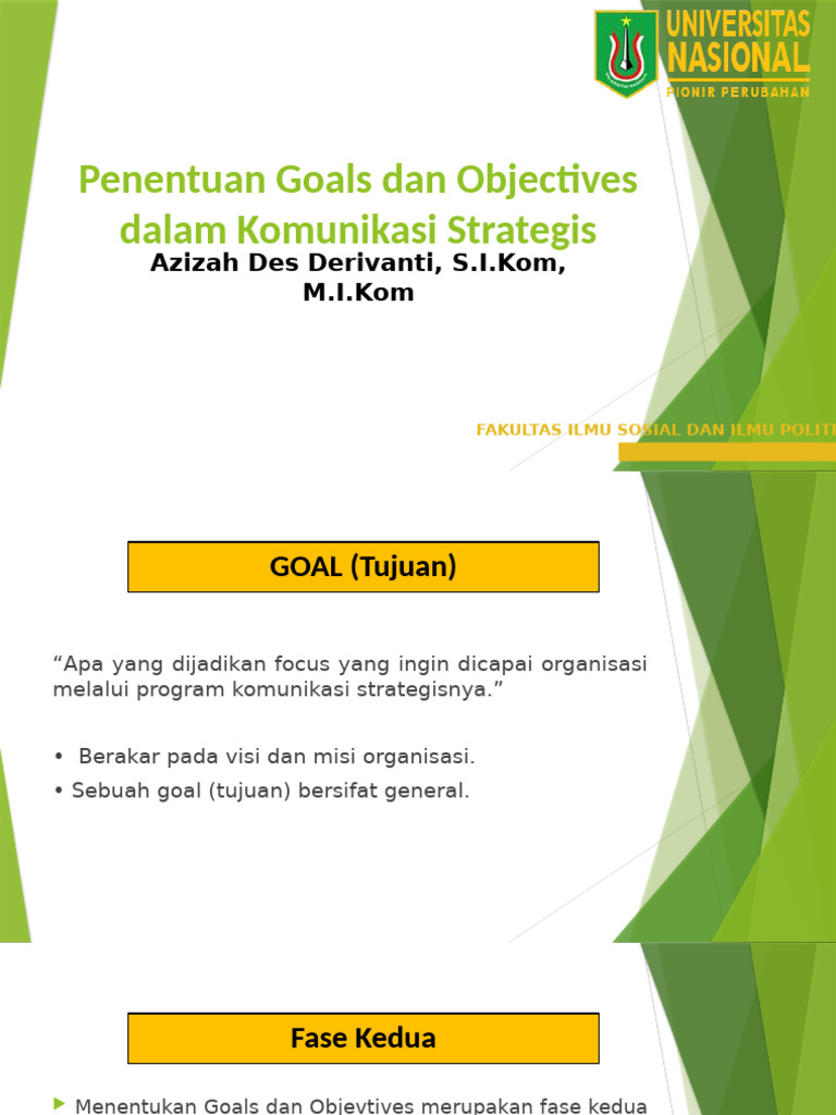 Materi 6 - Penetuan Goals Dan Objectives Dalam Komunikasi Strategis | PDF