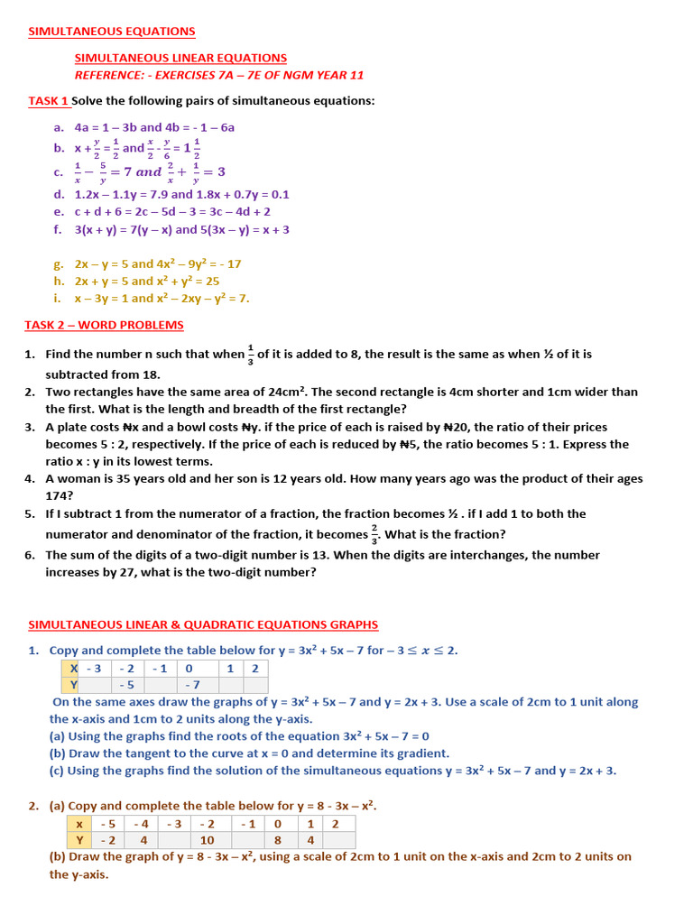 Solving Simultaneous Equations Graphically | PDF | Mathematical ...