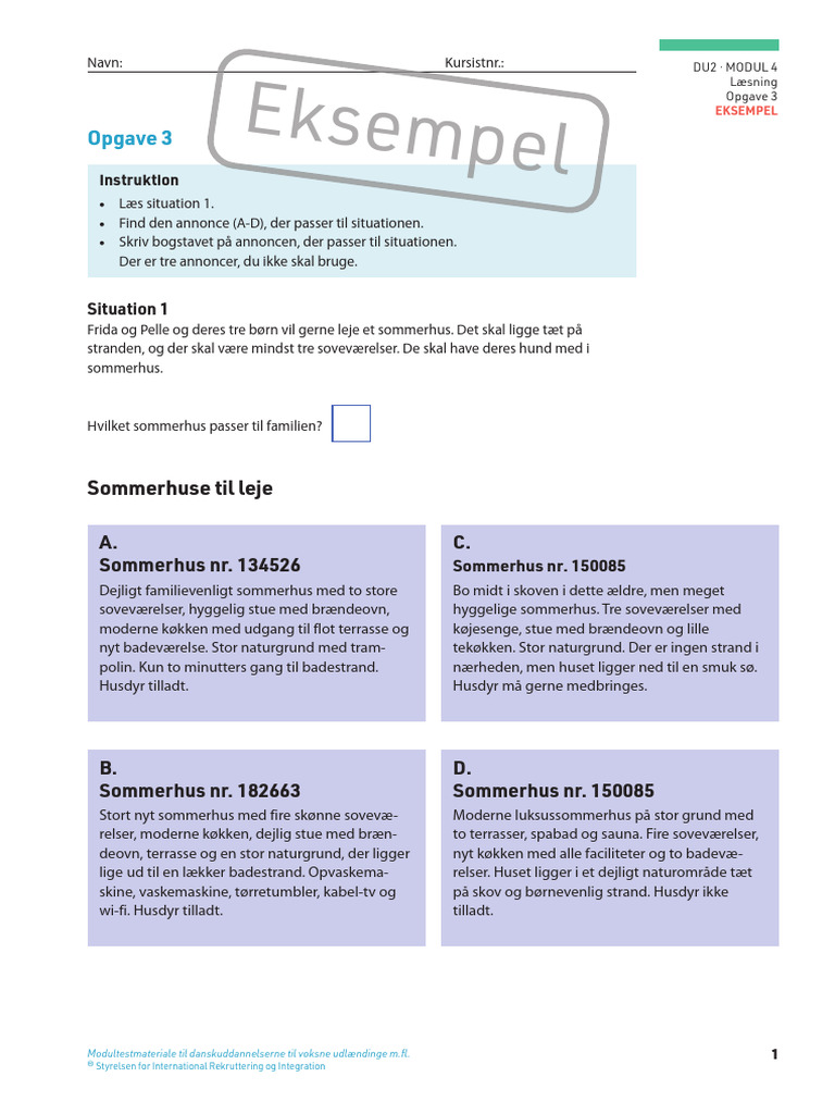 Eksempel Laesning Opgave 3 Du2m4 | PDF