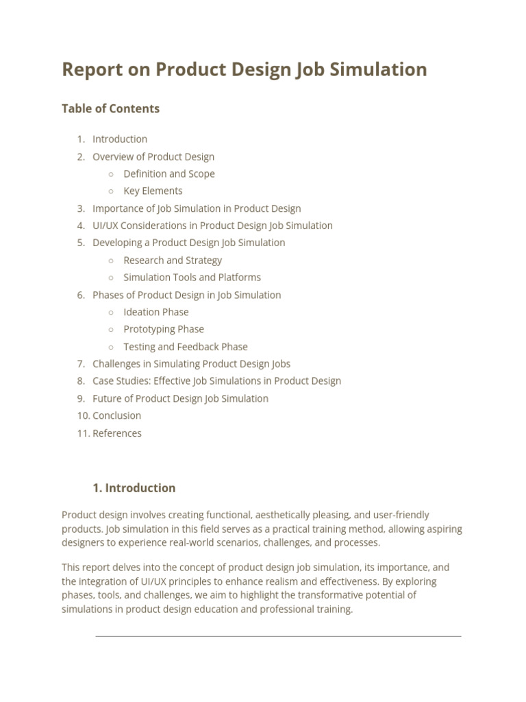 Product Design Job Simulation Report | PDF | Prototype | Simulation