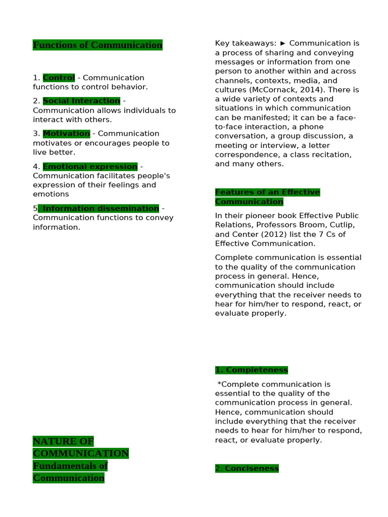 Functions and Benefits of Communication | PDF | Communication | Information