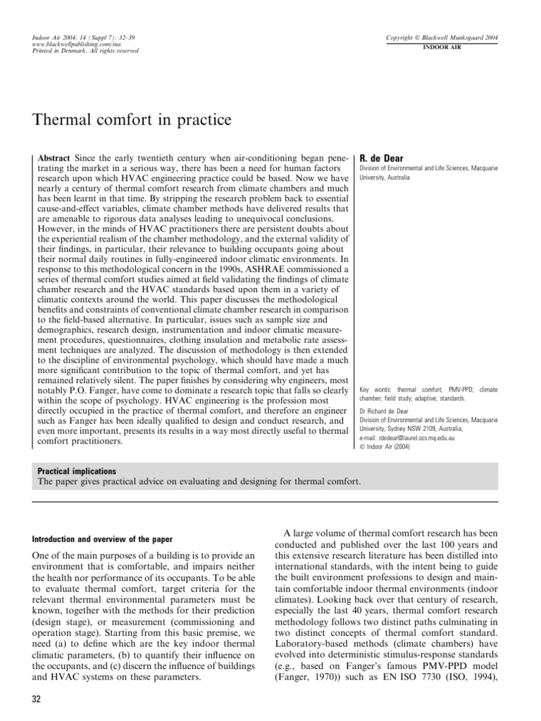 Thermal Comfort in Practice | PDF