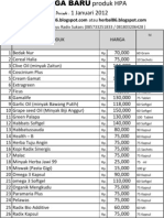 Harga HPA Per Januari 2012