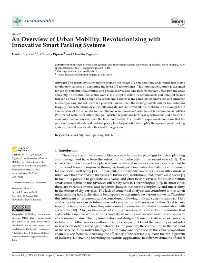 Smart Parking Systems for Urban Mobility | PDF | Internet Of Things ...