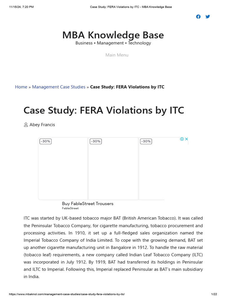 FERA Violations Case Study: ITC | PDF | Bankruptcy | Judgment (Law)