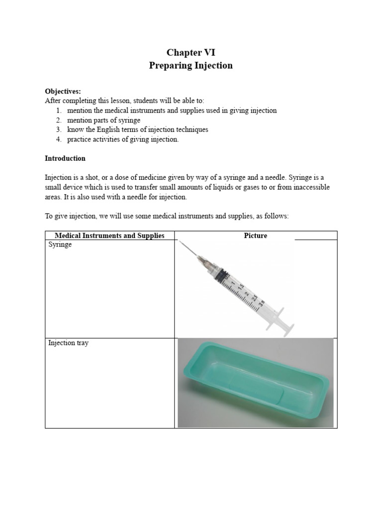 Chapter VI | PDF | Injection (Medicine) | Syringe