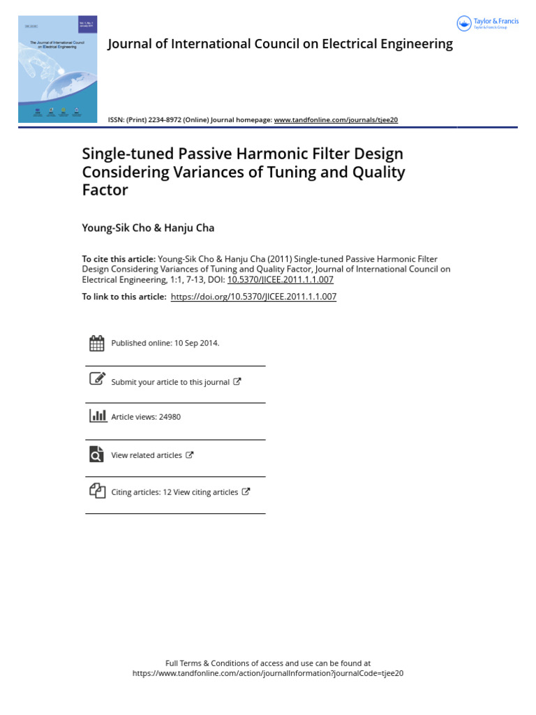 Single-Tuned Passive Harmonic Filter Design Considering Variances of ...