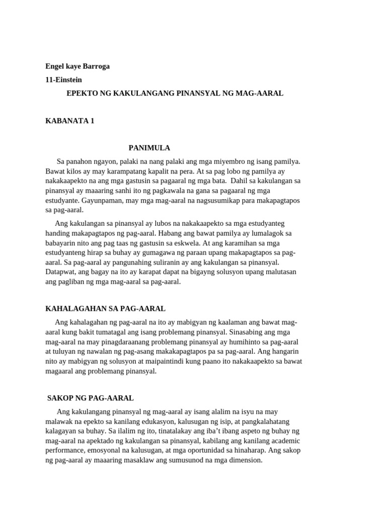 Epekto NG Kakulangang Pinansyal NG Mag | PDF
