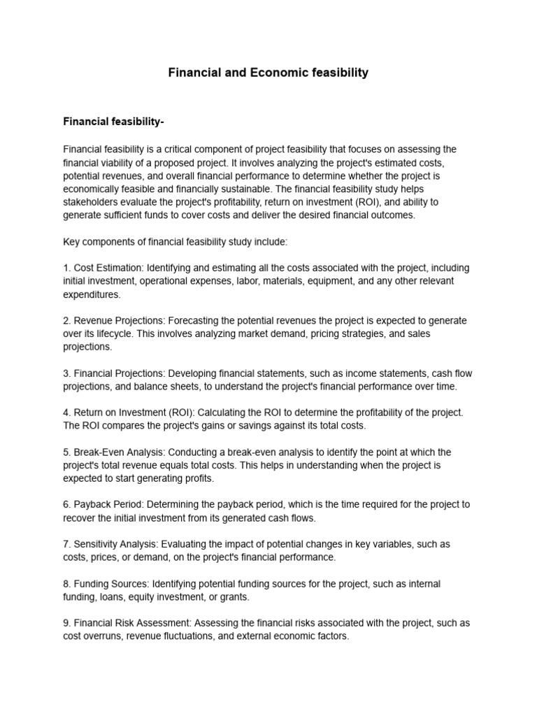 Financial and Economic Feasibility | PDF | Feasibility Study | Return ...