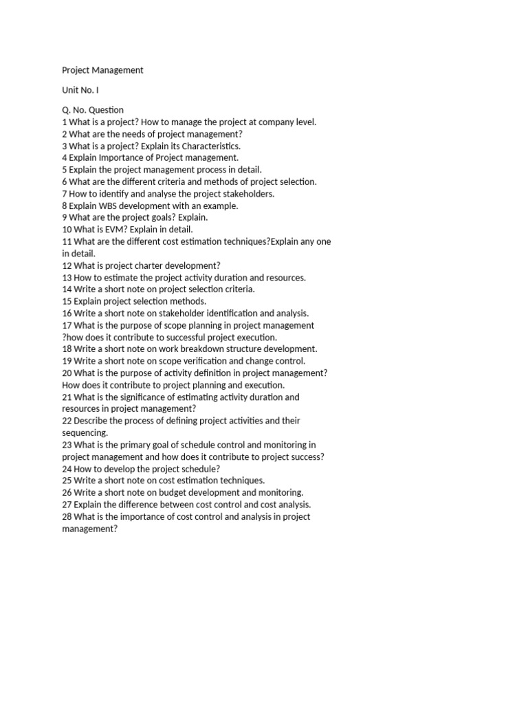 PM Question | PDF | Project Management | Business
