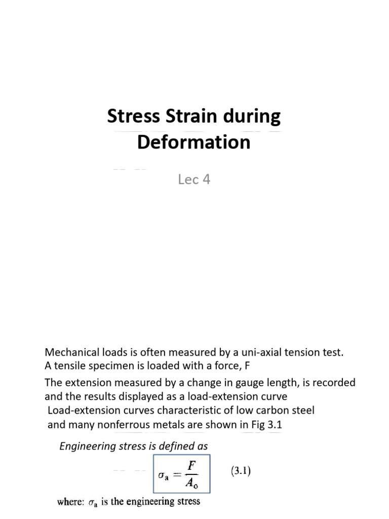 Lec 4 Stress Strain During (Compatibility Mode) | PDF | Deformation ...