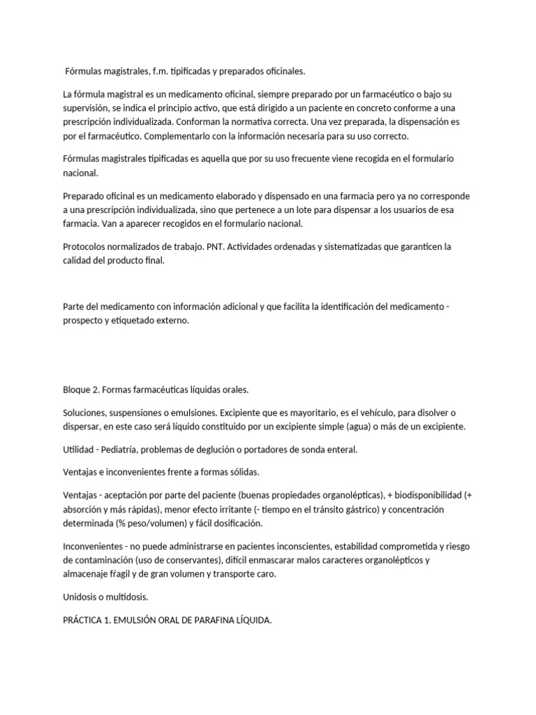Fórmulas Magistrales y Preparados Oficinales | PDF | Medicamentos con ...