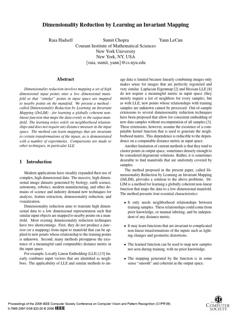 DrLIM: Invariant Dimensionality Reduction | PDF | Applied Mathematics ...