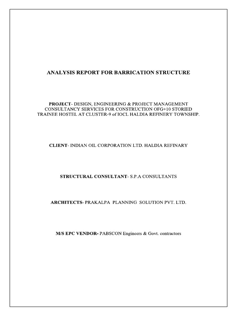 ANALYSIS REPORT FOR BARRICATION STRUCTURE__R1 | PDF | Structural ...
