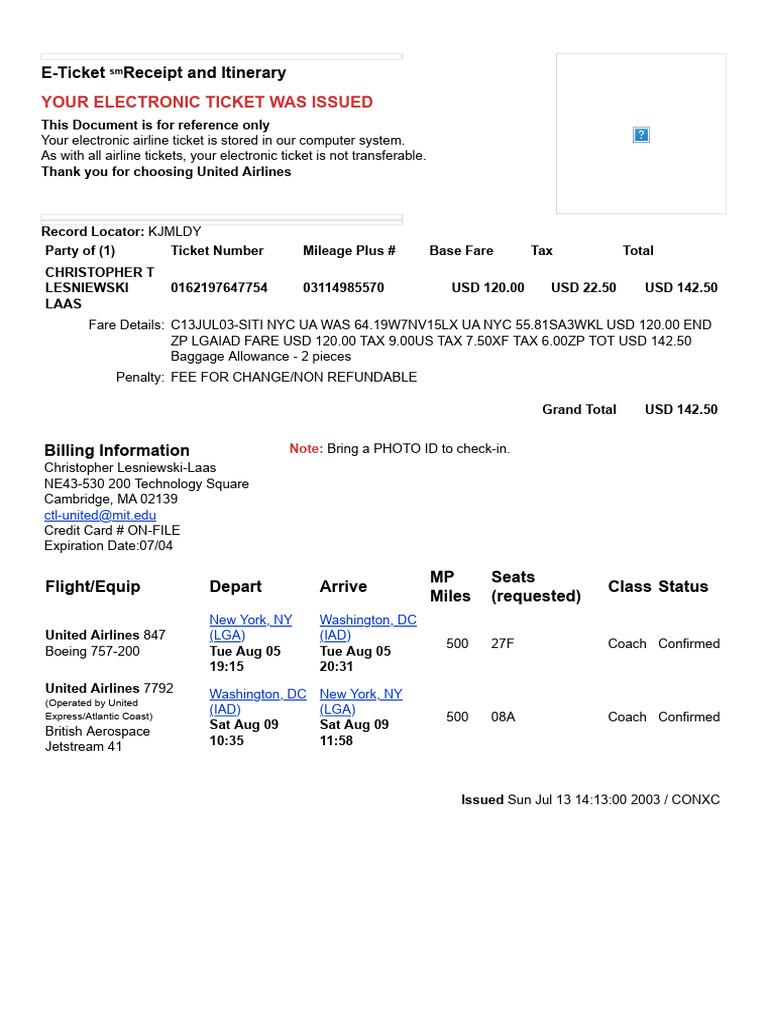 How To Print E Ticket United Airlines