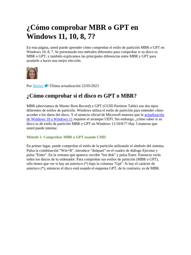 Comprobar MBR o GPT en Windows 11 | PDF | Arranque | Software utilitario