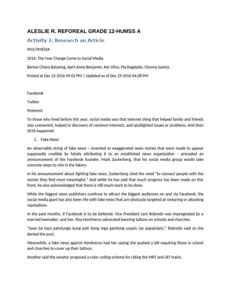 News articles pdf rodrigo duterte facebook