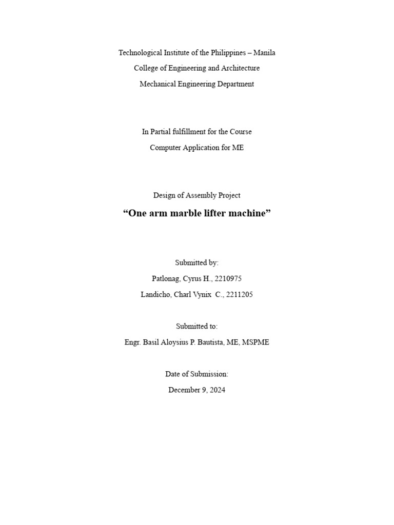 Format Computer Application Final Project | PDF | Machines | Engineering