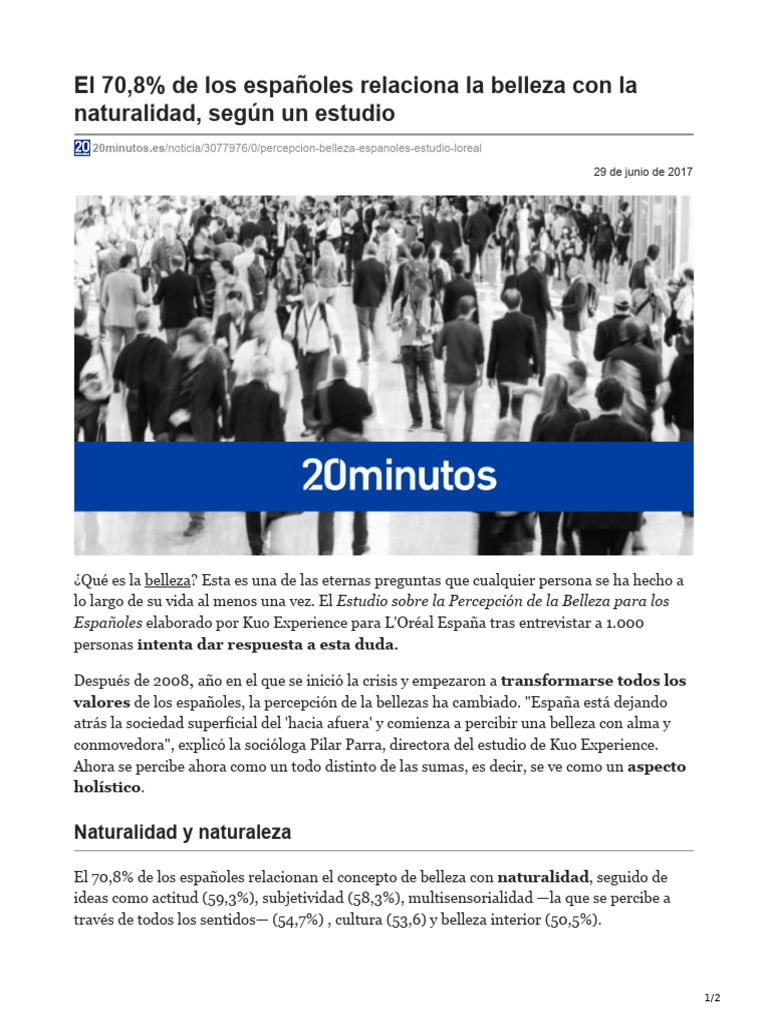 Belleza y naturalidad en España: estudio 2017 | PDF | Belleza ...