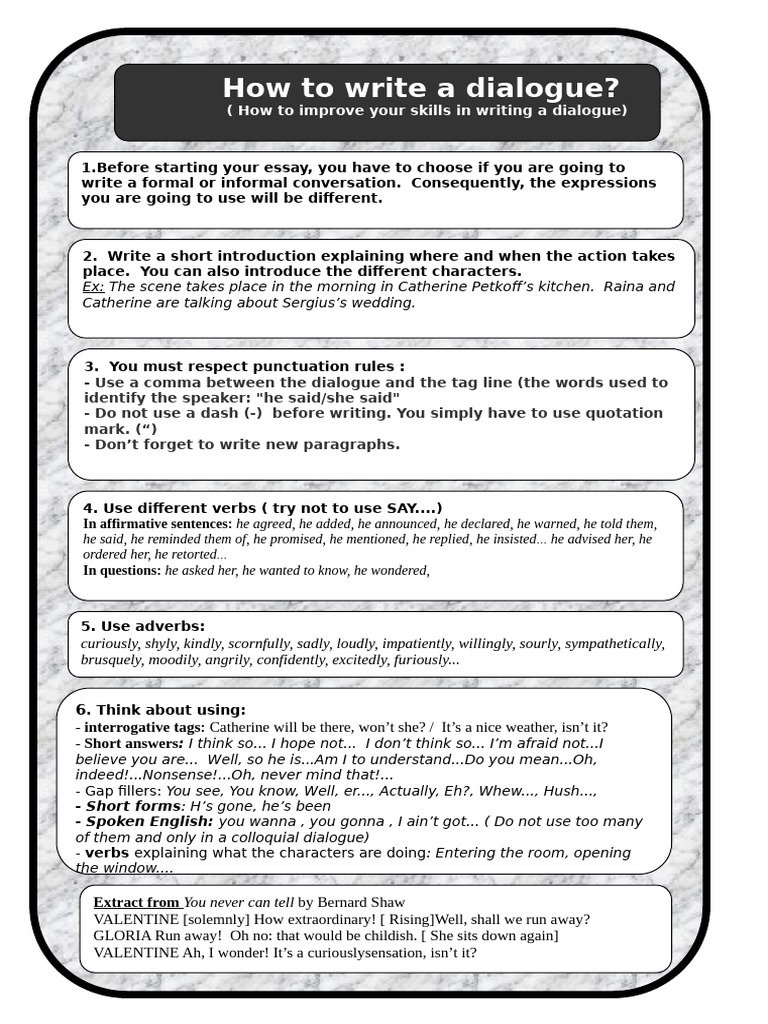 Mastering Dialogue Writing Skills | PDF