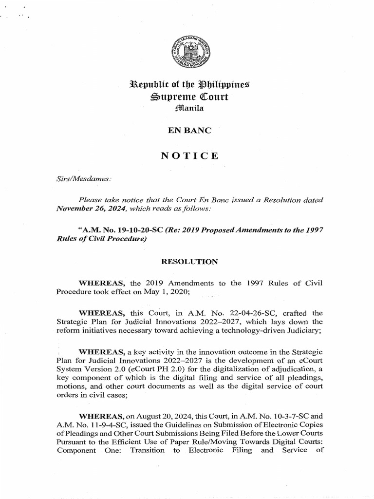 Interim Rule on Electronic Filing in Civil Cases | PDF | Lawsuit | Pleading