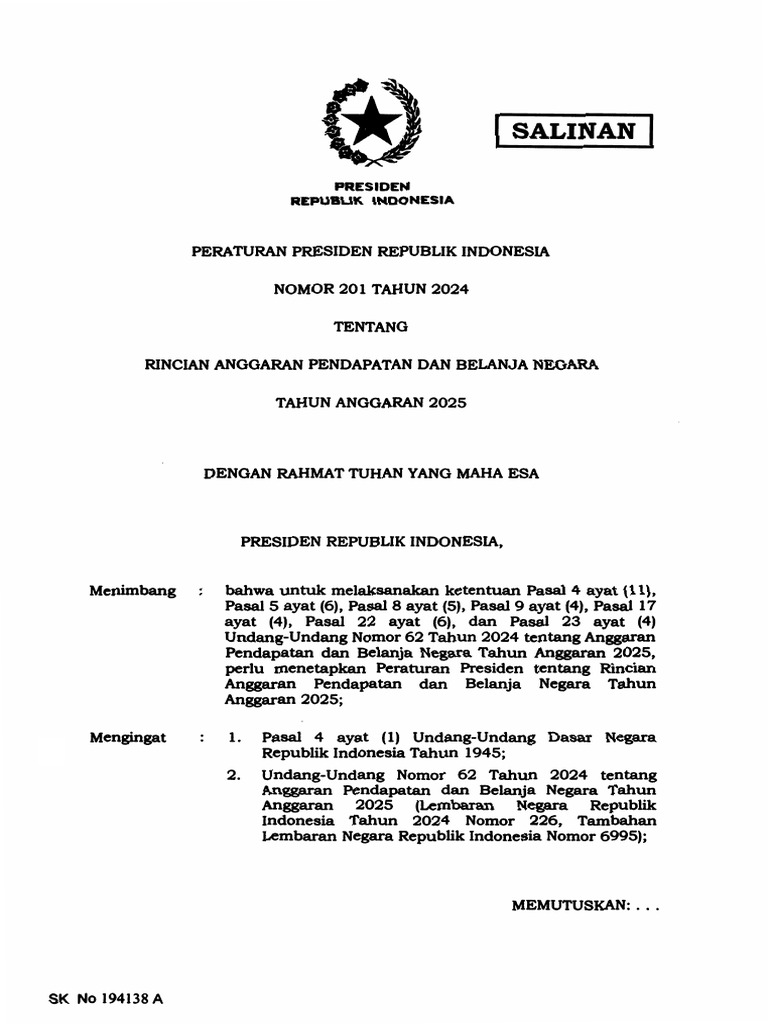 Rincian APBN 2025 Indonesia | PDF