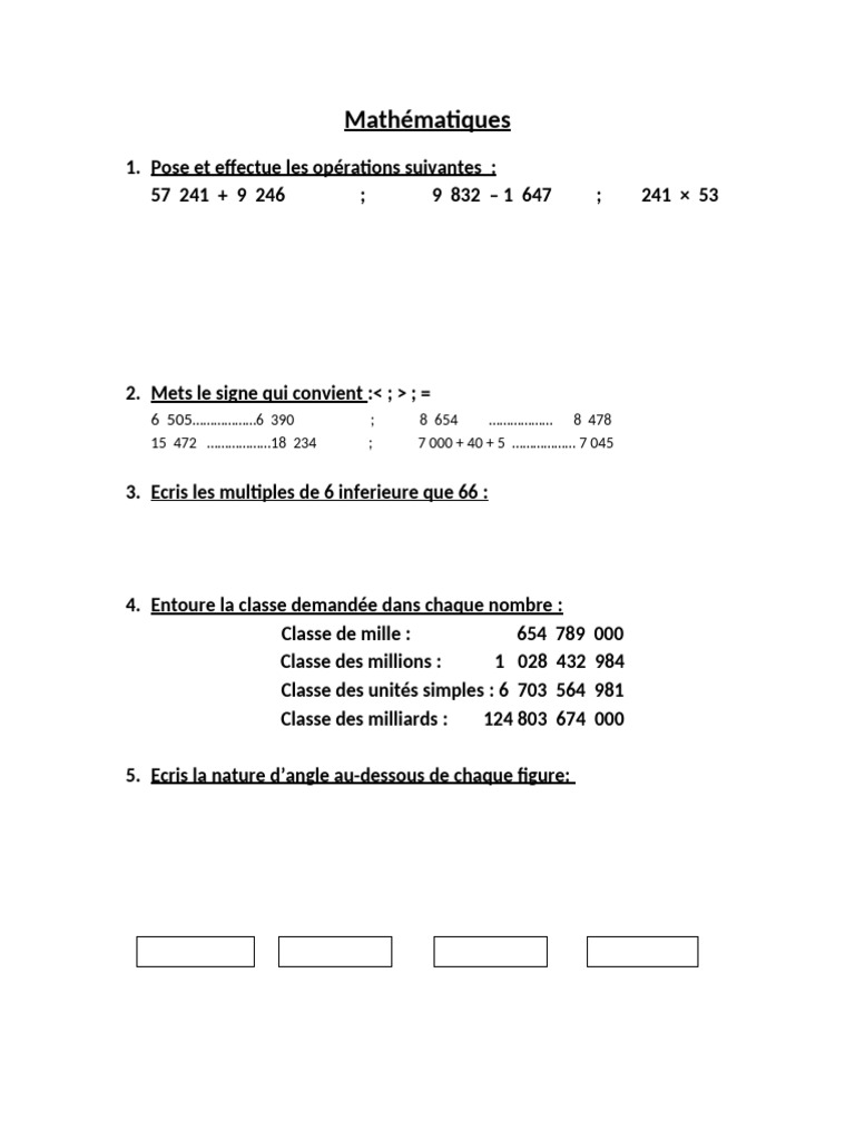 Exercices de mathématiques pour élèves | PDF