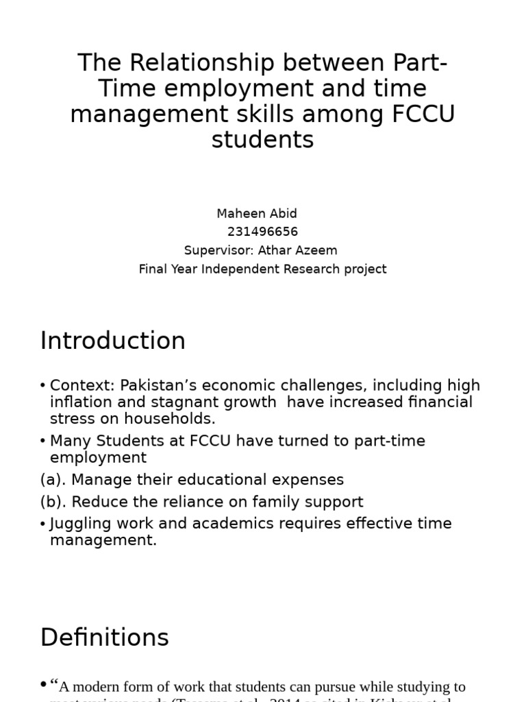 The Relationship Between Part - Time Employment and Time | PDF ...