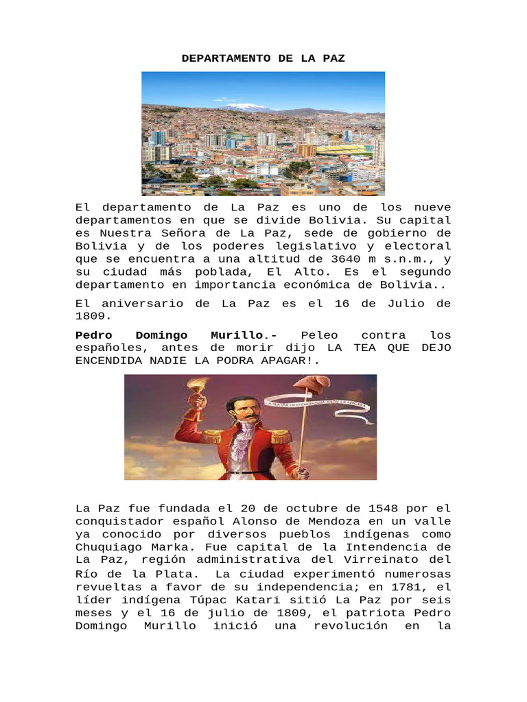 Departamento de La Paz | PDF | Bolivia | América del Sur