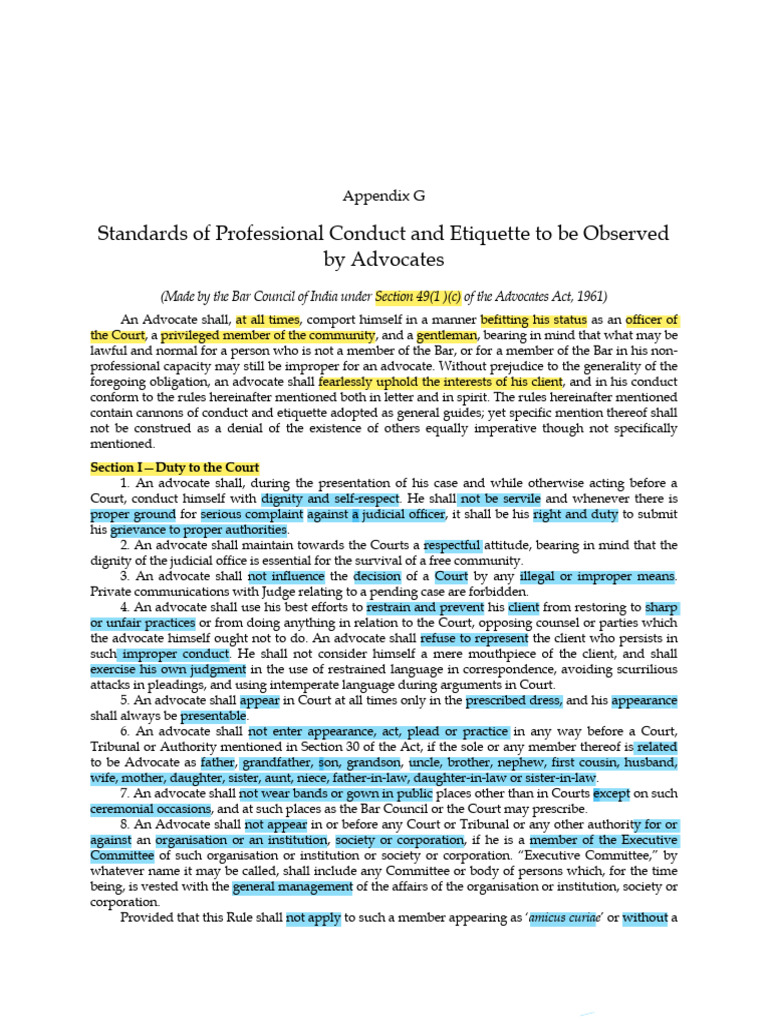 Advocate Conduct and Etiquette Standards | PDF | Advocate | Lawsuit
