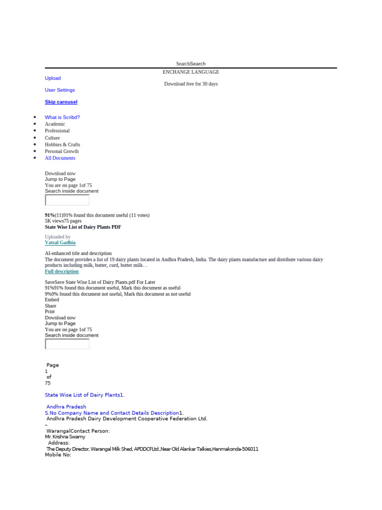 Dairy Pdf Scribd Dairy