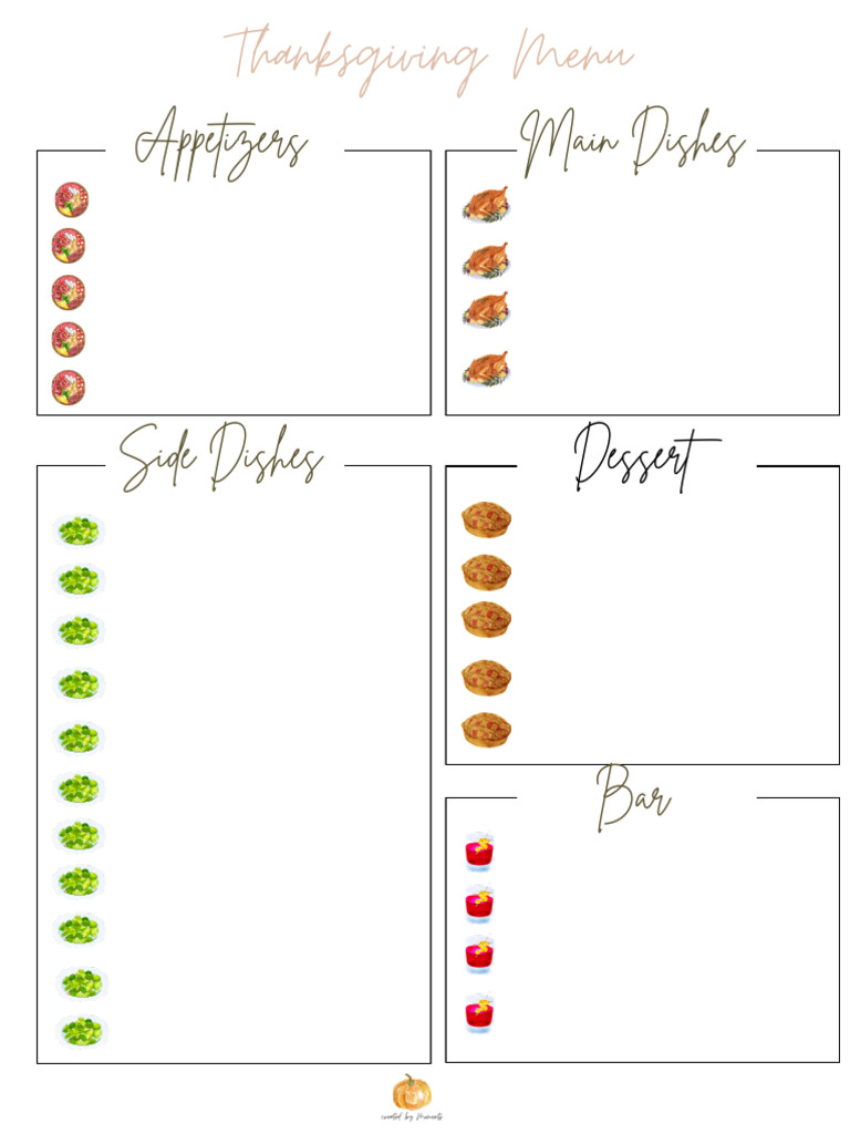 Thanksgiving Checklist and Cooking Timeline PDF Turkey Meat Food