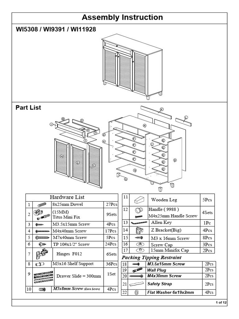 Assembly Instructions for Furniture Parts | PDF
