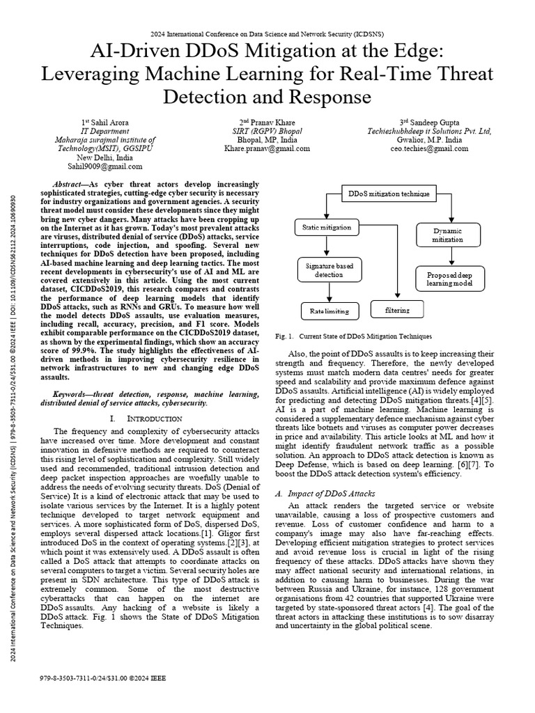 AI-Driven DDoS Detection Strategies | PDF | Denial Of Service Attack ...