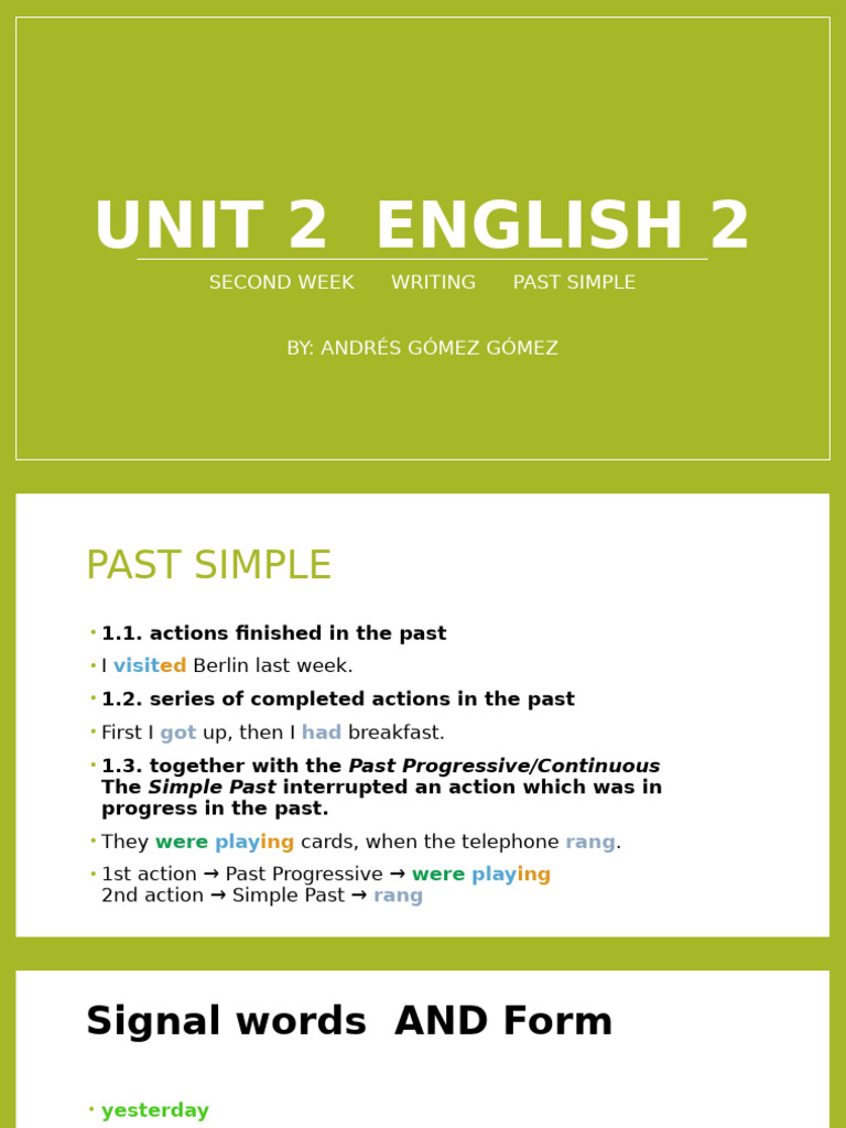 Past Simple Writing Guide | PDF